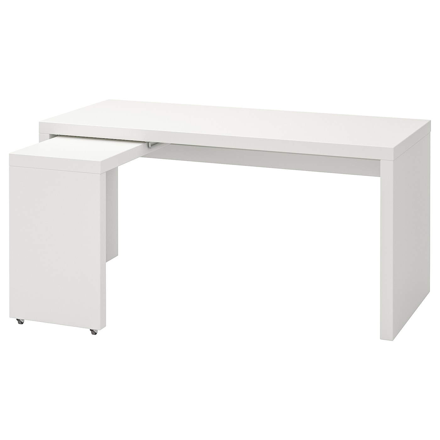 Письменный стол с выдвижной панелью - IKEA MALM/МАЛЬМ ИКЕА, 151х65х73 см, белый