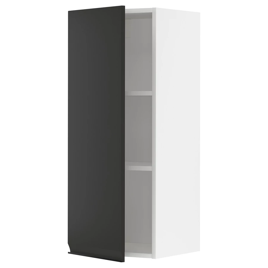 Навесной шкаф с полкой - METOD IKEA/ МЕТОД ИКЕА, 100х40 см, белый/черный (изображение №1)