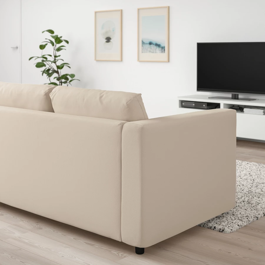 3-местный диван-кровать - IKEA VIMLE, 98x261см, бежевый, ВИМЛЕ ИКЕА (изображение №5)