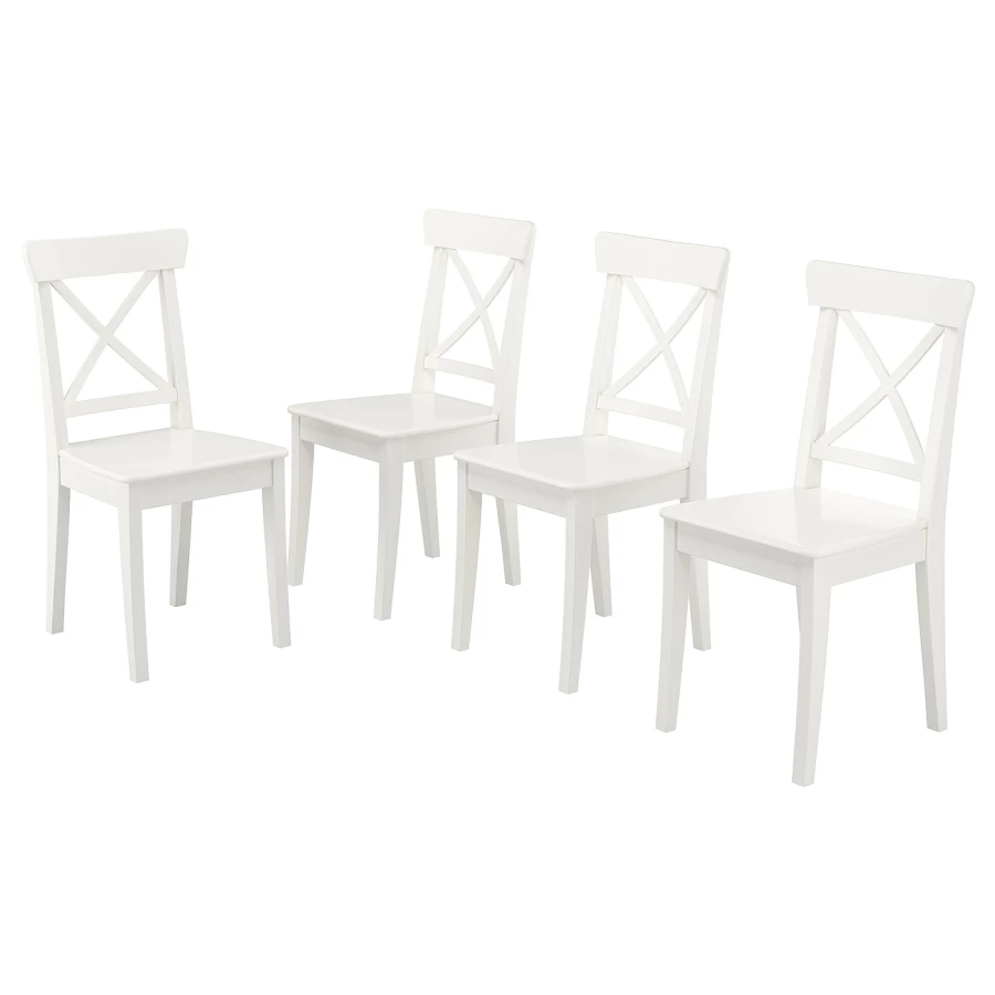 Набор 4 стула деревянные - IKEA INGOLF, 94х45х15 см, белый, ИНГОЛЬФ ИКЕА (изображение №1)
