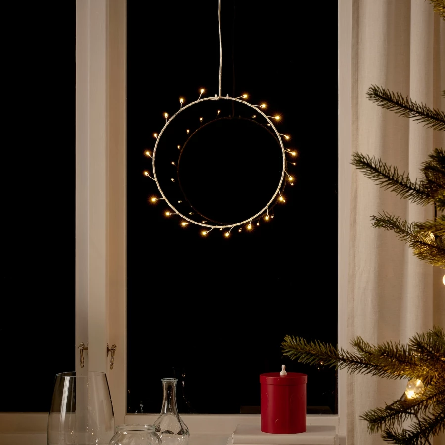 STRÅLA Светодиодный подвесной светильник на батарейках в форме кольца. ИКЕА (изображение №4)