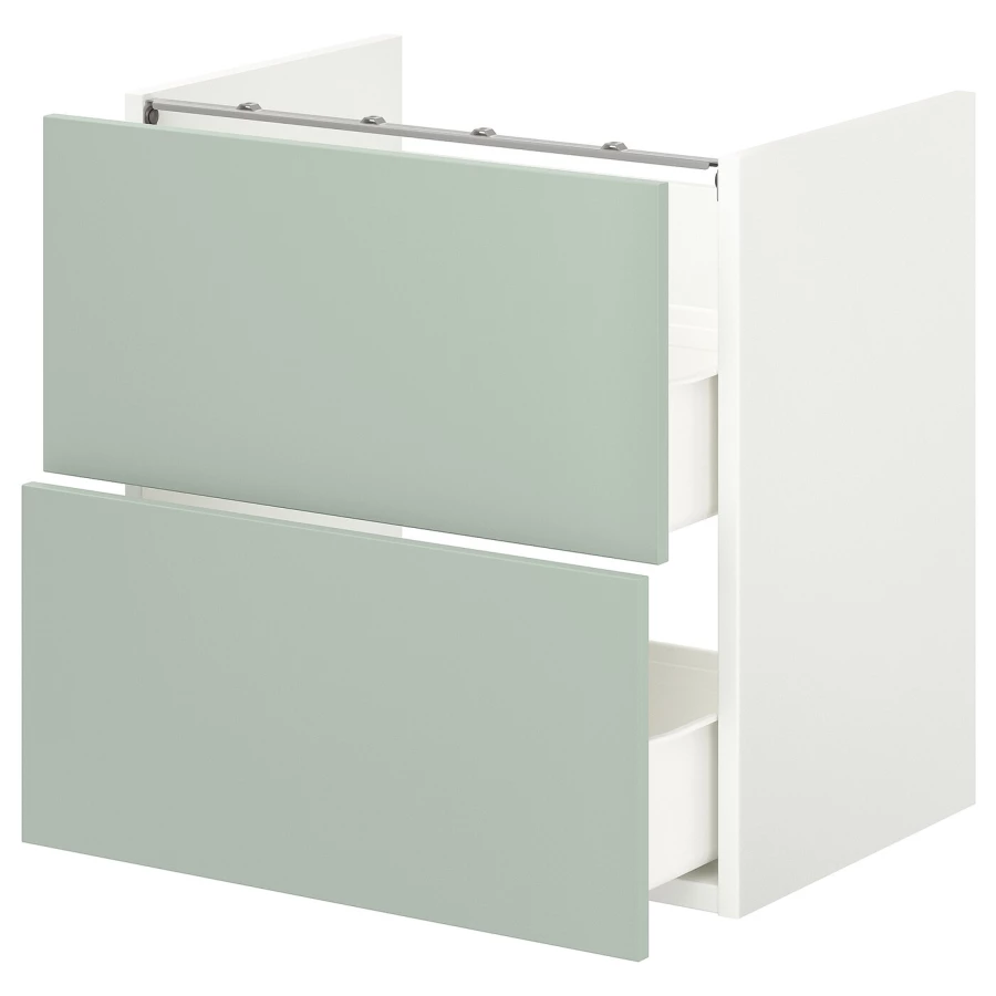 Шкаф под умывальник с 2 ящиками - ENHET IKEA/ЭНХЕТ ИКЕА, 60х60 см, белый/зеленый (изображение №1)
