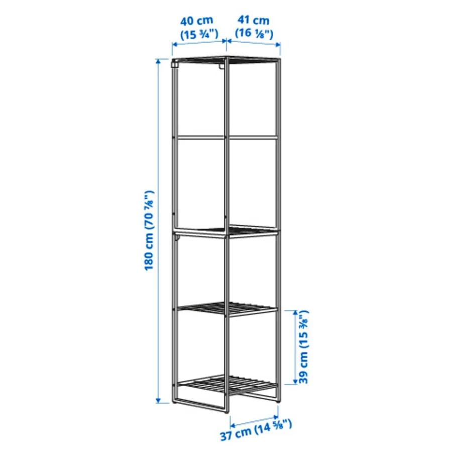Книжный шкаф - JOSTEIN IKEA/ ЙОСТЕЙН ИКЕА,  180х41 см, белый (изображение №4)