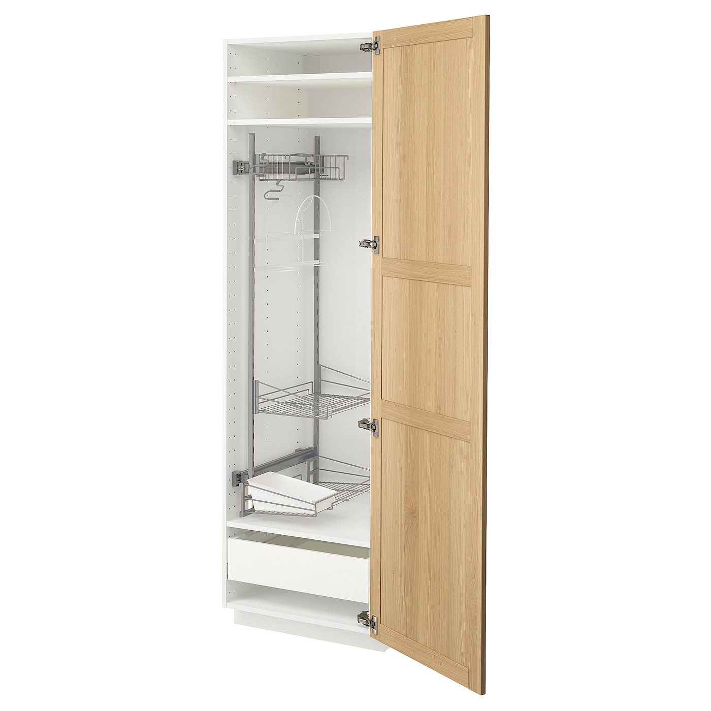 Высокий кухонный шкаф/бытовой - IKEA METOD/MAXIMERA/МЕТОД/МАКСИМЕРА ИКЕА, 200х60х60 см, белый/светло-коричневый