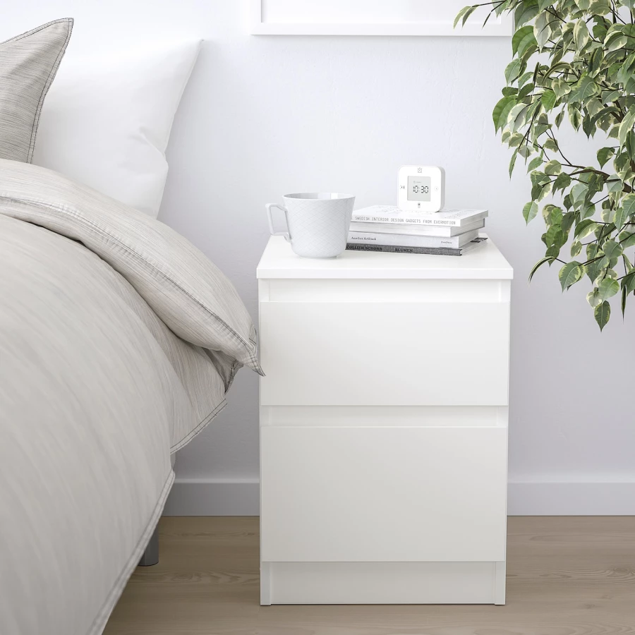 Комбинация мебели для спальни - IKEA SLATTUM/KULLEN, 200x140см, белый, СЛАТТУМ/КУЛЛЕН ИКЕА (изображение №6)
