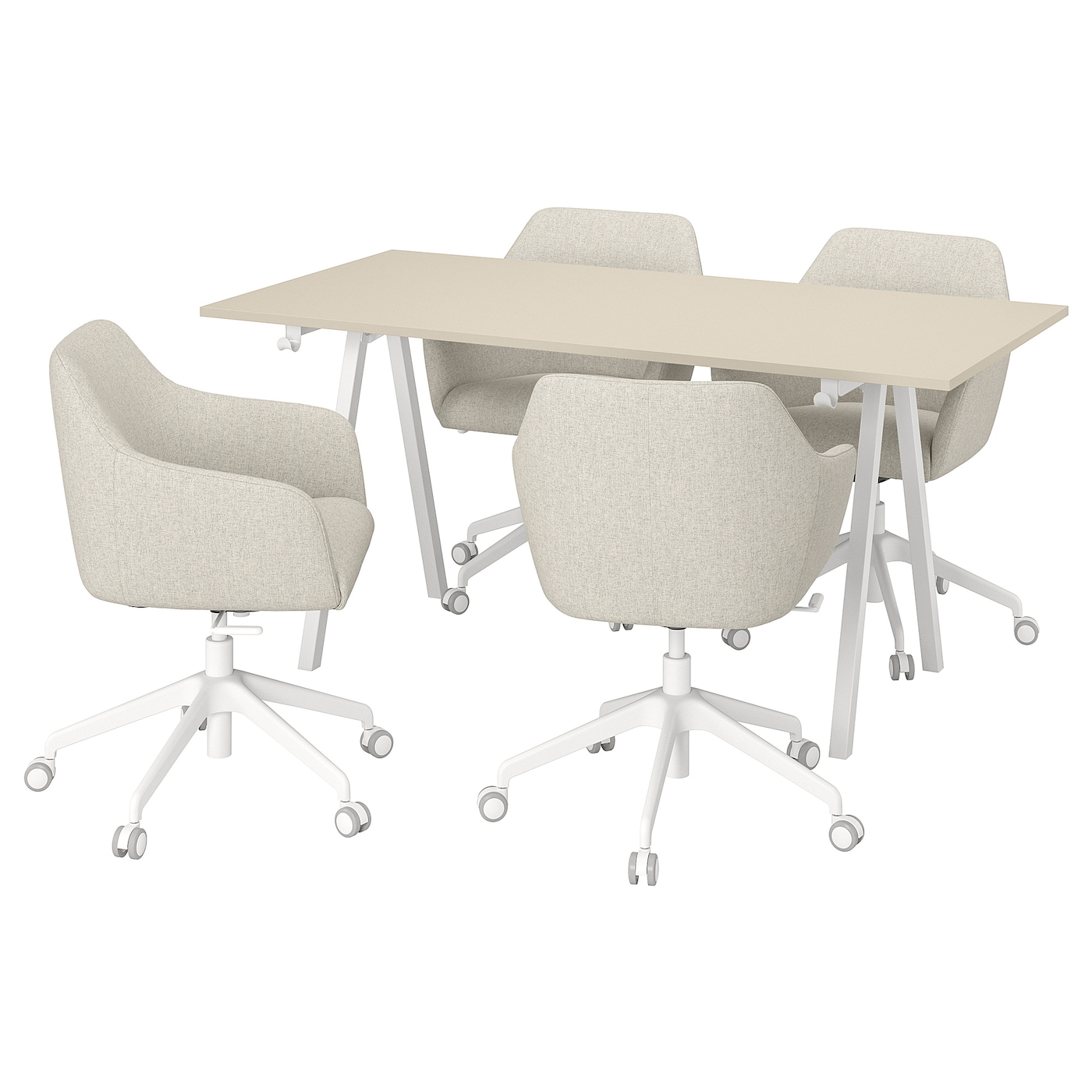 Комбинация: стол, 4 кресла - IKEA TROTTEN/TOSSBERG, 160х80 см, белый/бежевый, ТРОТТЕН/ТОССБЕРГ ИКЕА