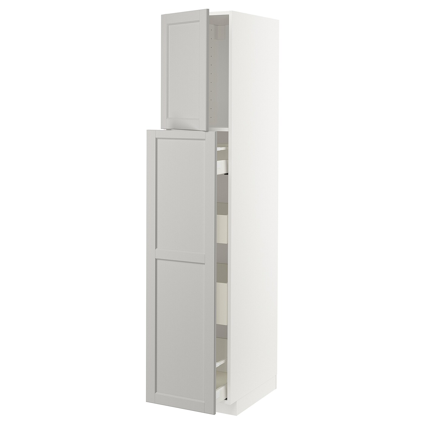 Высокий шкаф - IKEA METOD/MAXIMERA/МЕТОД/МАКСИМЕРА ИКЕА, 200х60х40 см, серый/белый