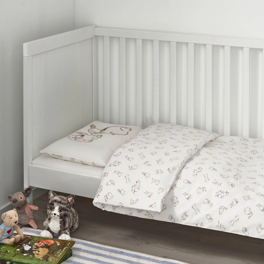Пододеяльник и наволочка для детской кроватки - RÖDHAKE  / RОDHAKE  IKEA/  РЁДХАКЕ ИКЕА, 110x125/35x55 см,белый (изображение №5)