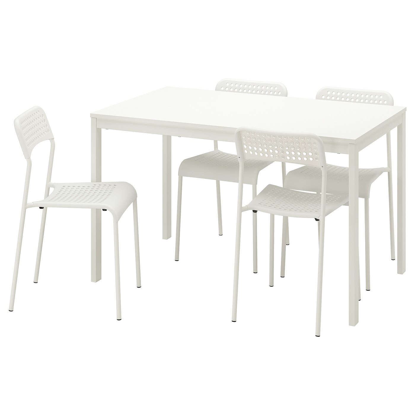 Стол и 4 стула - IKEA VANGSTA/ADDE/ВАНГСТА/АДДЕ ИКЕА, 120х180х75 см, белый