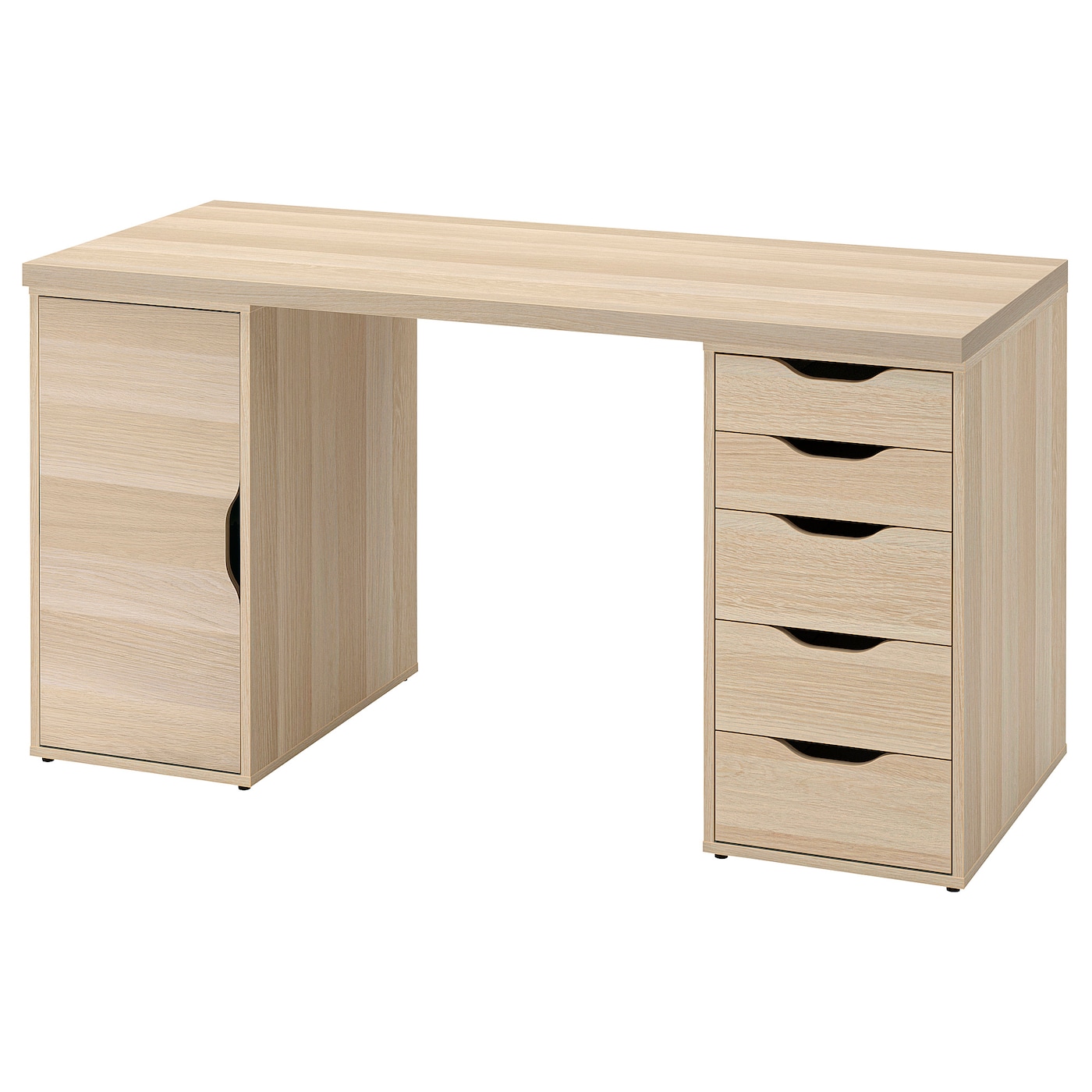 Письменный стол с ящиками - IKEA LAGKAPTEN/ALEX, 140х60 см, под беленый дуб, ЛАГКАПТЕН/АЛЕКС ИКЕА