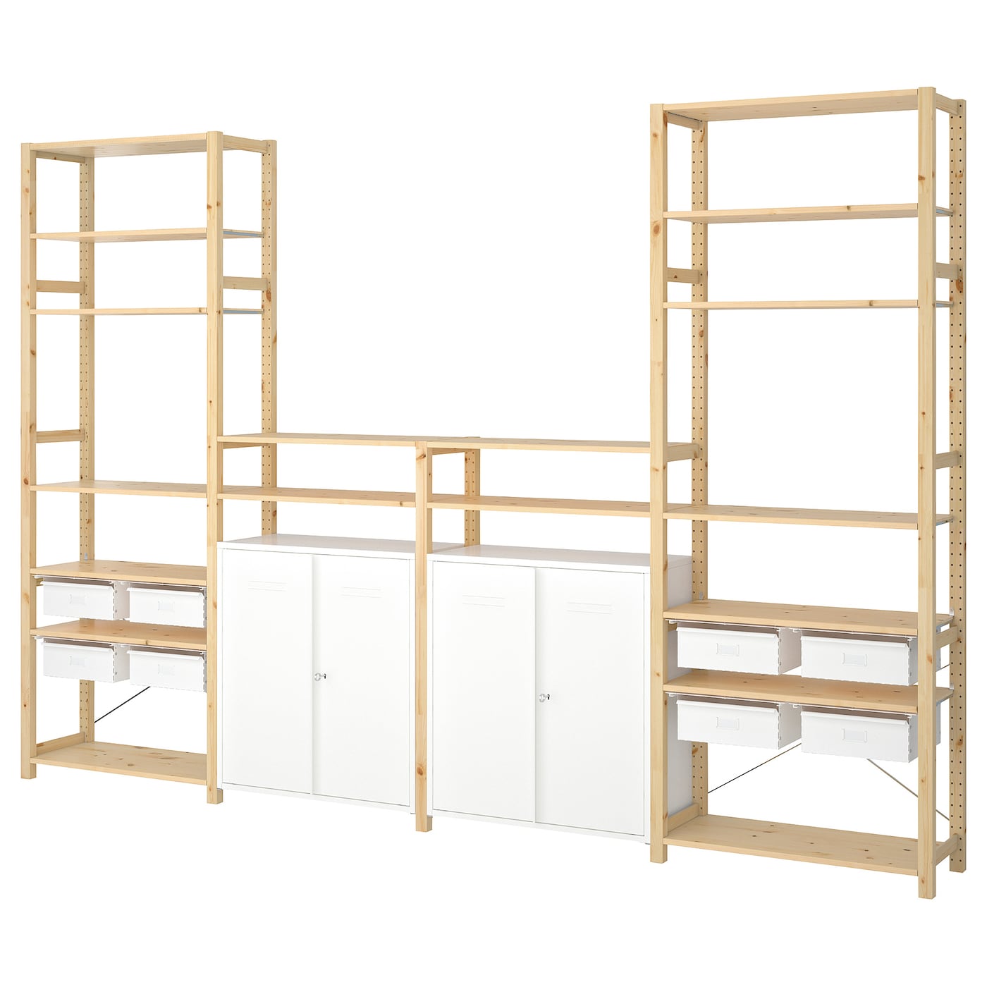 Комбинация для хранения - IKEA IVAR/ ИВАР ИКЕА, 344х30х226 см, сосна/белый