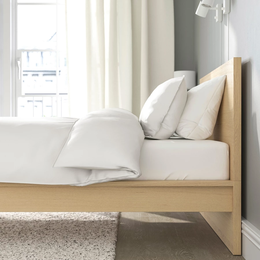 Кровать - IKEA MALM, 200х120 см, матрас средне-жесткий, под беленый дуб, МАЛЬМ ИКЕА (изображение №7)