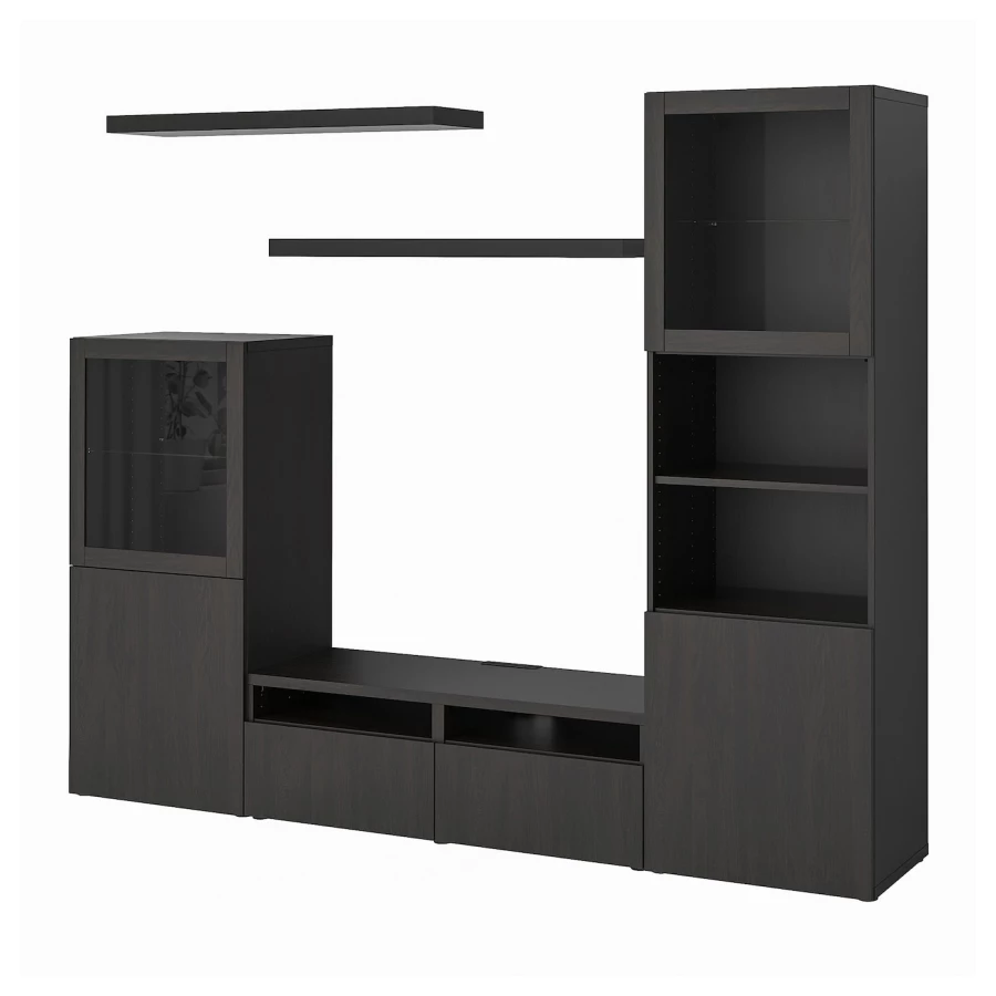 Комплект мебели д/гостиной  - IKEA BESTÅ/BESTA LACK, 193x42x240см, черный, БЕСТО ЛАКК ИКЕА (изображение №1)