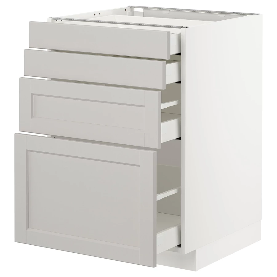 Напольный кухонный шкаф  - IKEA METOD MAXIMERA, 88x61,9x60см, белый/светло-серый, МЕТОД МАКСИМЕРА ИКЕА (изображение №1)