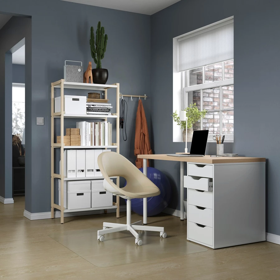 Письменный стол с ящиками - IKEA LAGKAPTEN/ALEX/ЛАГКАПТЕН/АЛЕКС ИКЕА, 120х60 см, под беленый дуб/белый (изображение №5)