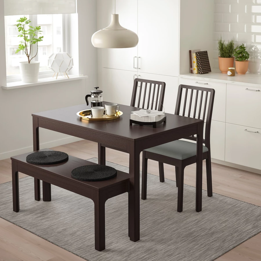Стол и 2 скамейки - EKEDALEN / EKEDALEN IKEA/ ЭКЕДАЛЕН ИКЕА, 180/120 см, коричневый (изображение №7)