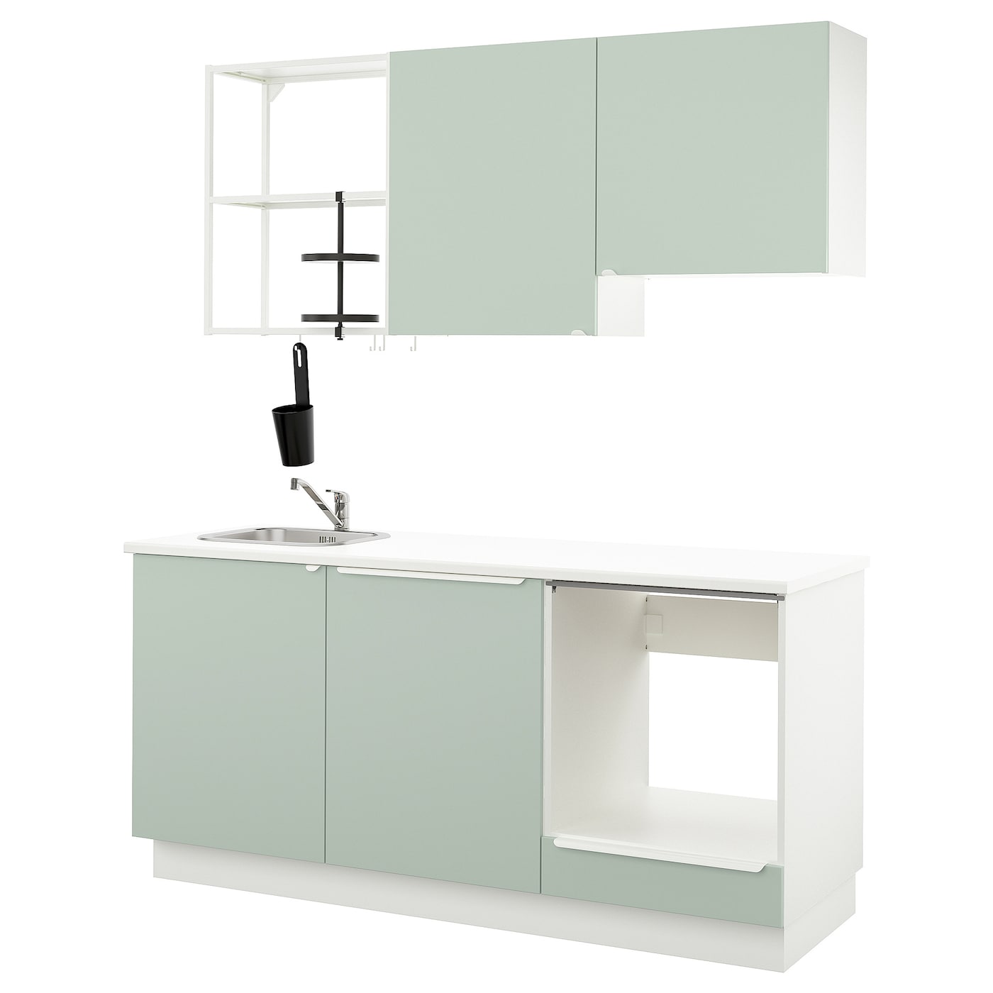 Кухня -  ENHET  IKEA/ ЭНХЕТ ИКЕА, 222х183  см, белый/зеленый
