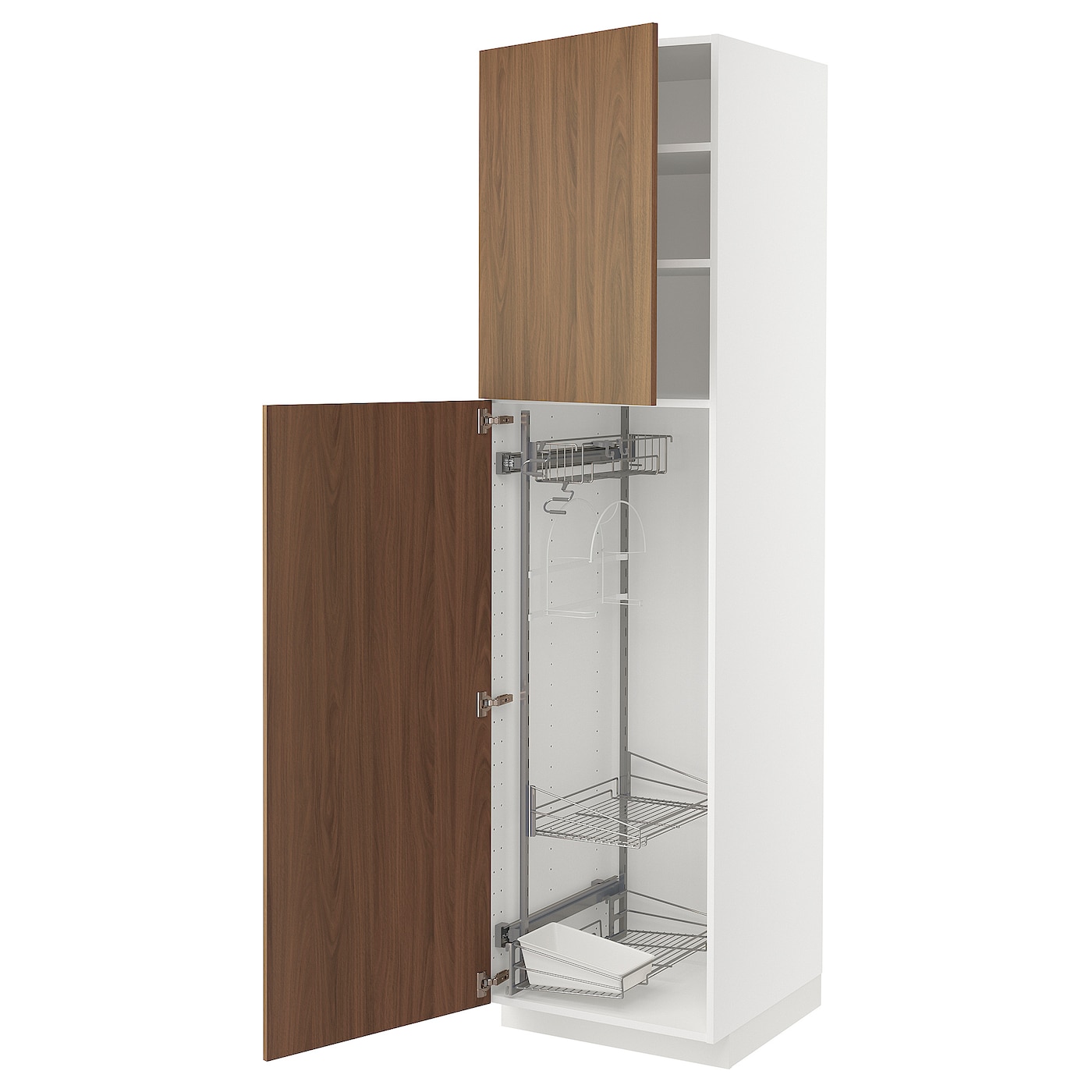 Высокий кухонный шкаф/бытовой - IKEA METOD/МЕТОД ИКЕА, 220х60х60 см, белый/коричневый