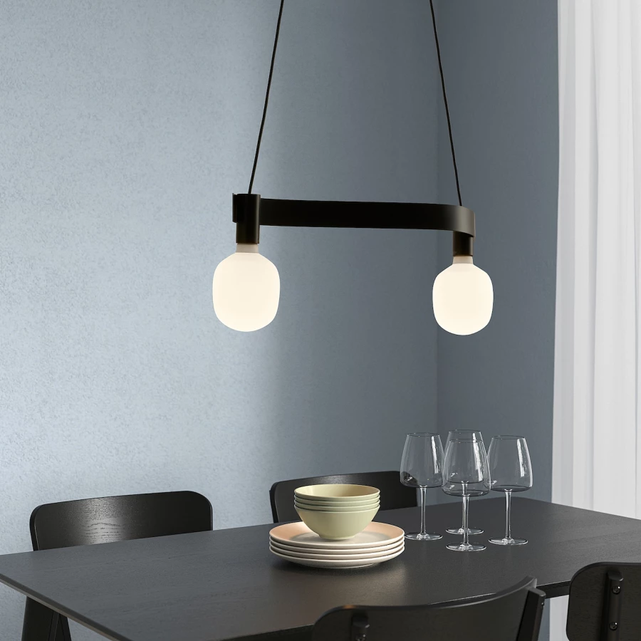 Подвесной светильник с лампочкой - ACKJA / TRÅDFRI /TRАDFRI  IKEA/АККЙЯ/ТРОДФРИ  ИКЕА, черный (изображение №3)