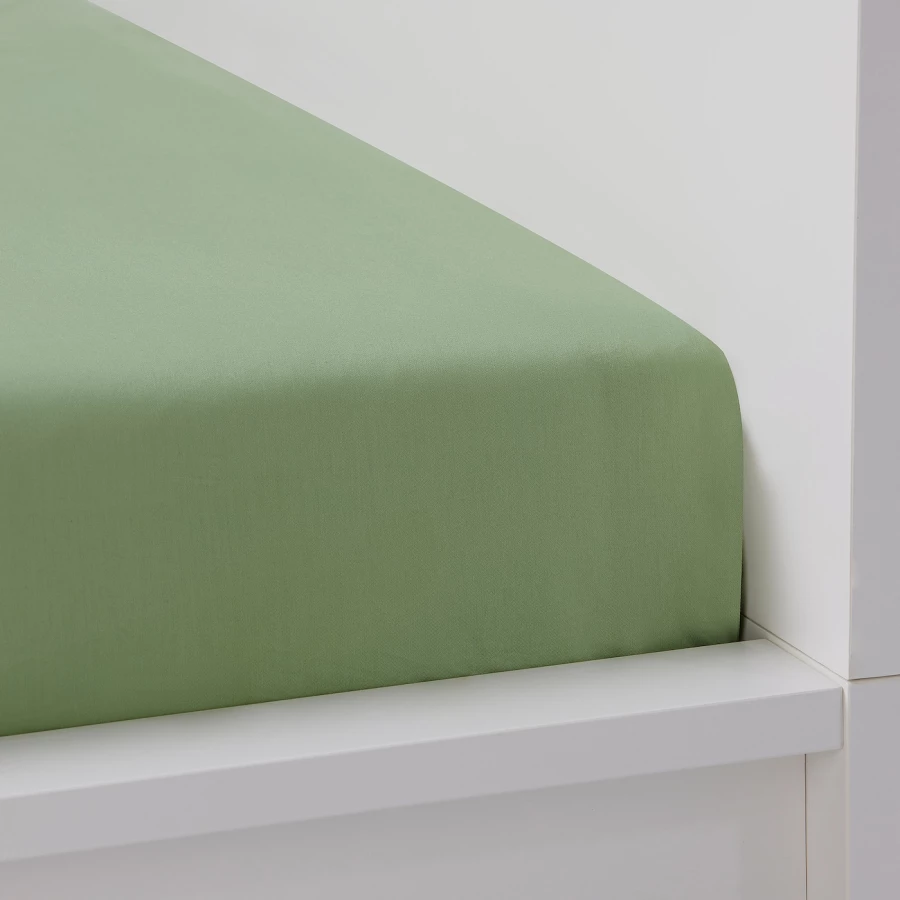 Комплект постельного белья - BERGFINK IKEA/  БЕРГФИНК ИКЕА,  белый/зеленый (изображение №7)