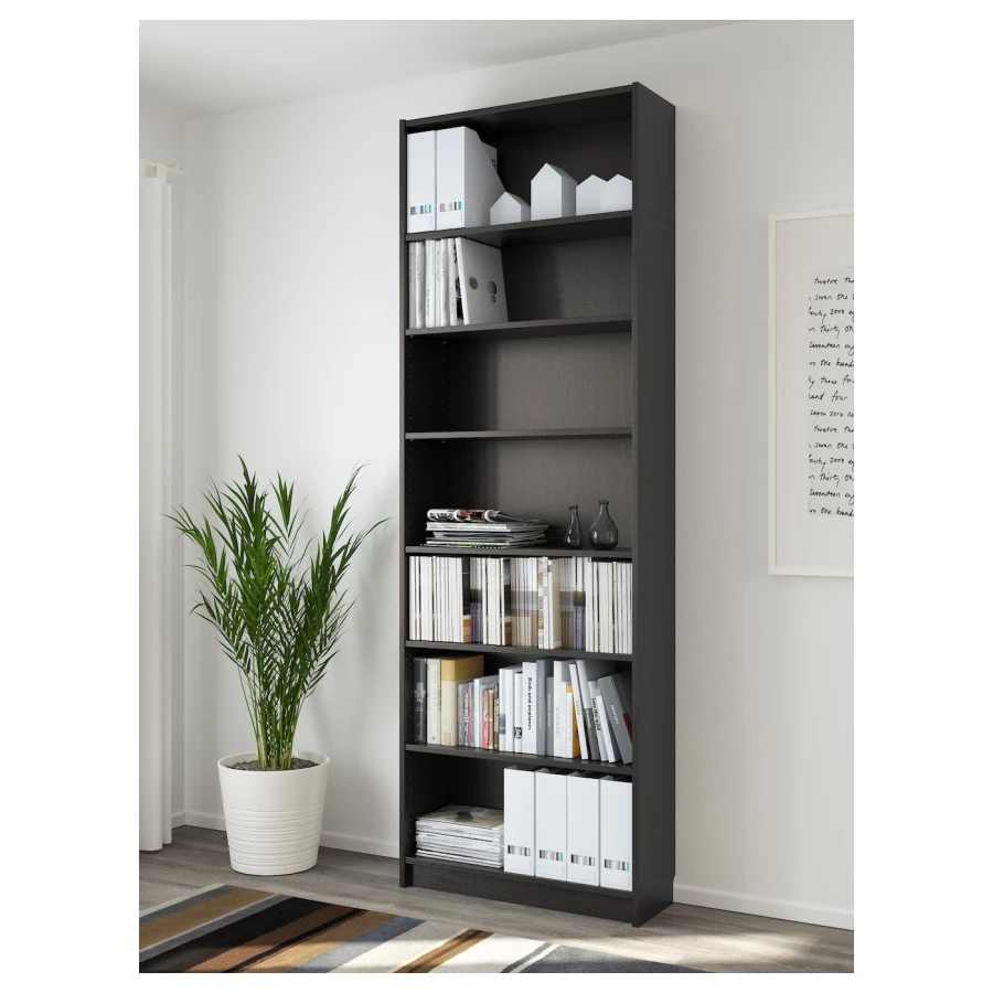 Открытый книжный шкаф - BILLY IKEA/БИЛЛИ ИКЕА, 28х80х237 см, чёрный (изображение №2)