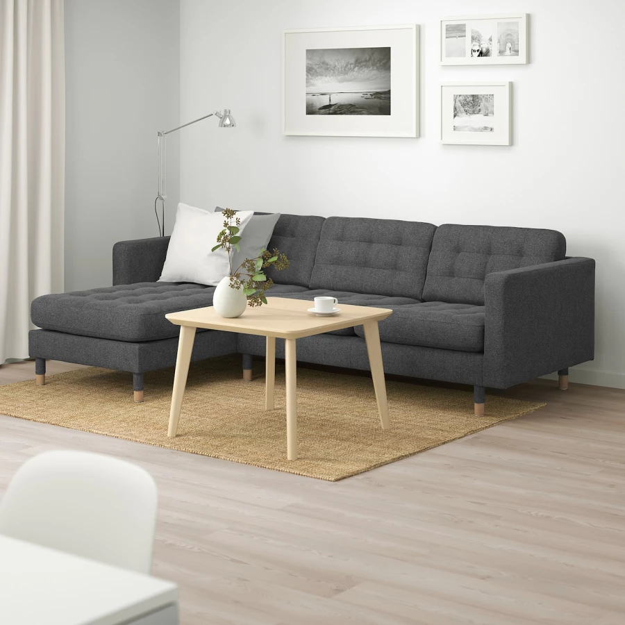 3-местный диван с шезлонгом - IKEA LANDSKRONA, 89x240см, темно-серый, ЛАНДСКРУНА ИКЕА (изображение №2)
