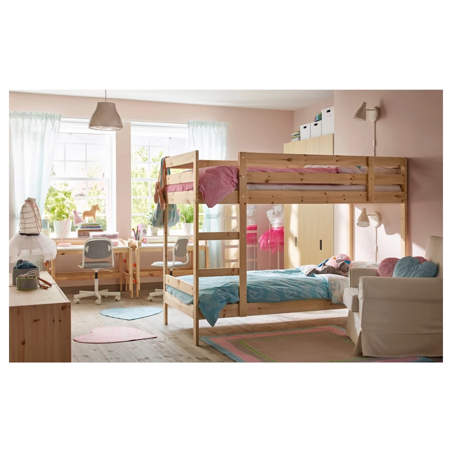 Кровать двухъярусная - IKEA MYDAL/ МИДАЛ ИКЕА, 90x200 см, коричневый (изображение №6)