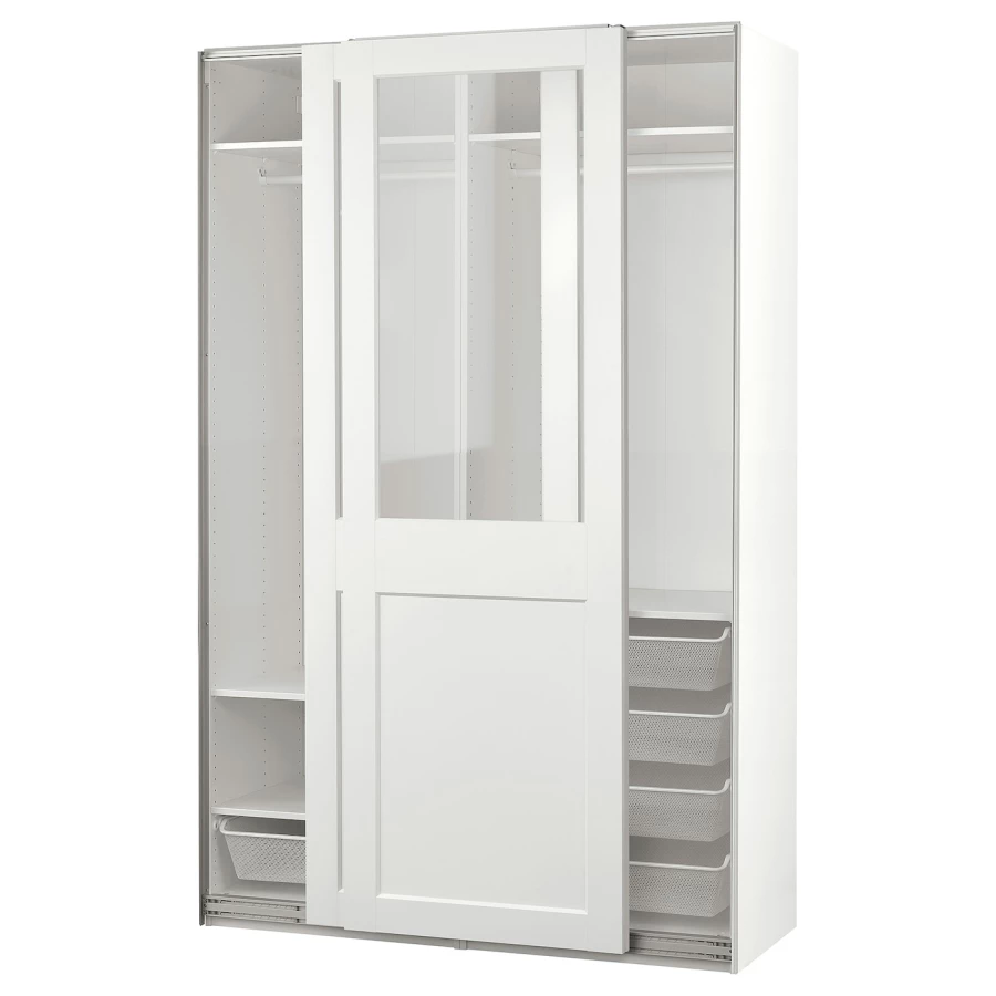 Шкаф-купе - PAX / GRIMO IKEA/ ПАКС/ ГРИМО ИКЕА, 150x66x236 см, белый (изображение №1)