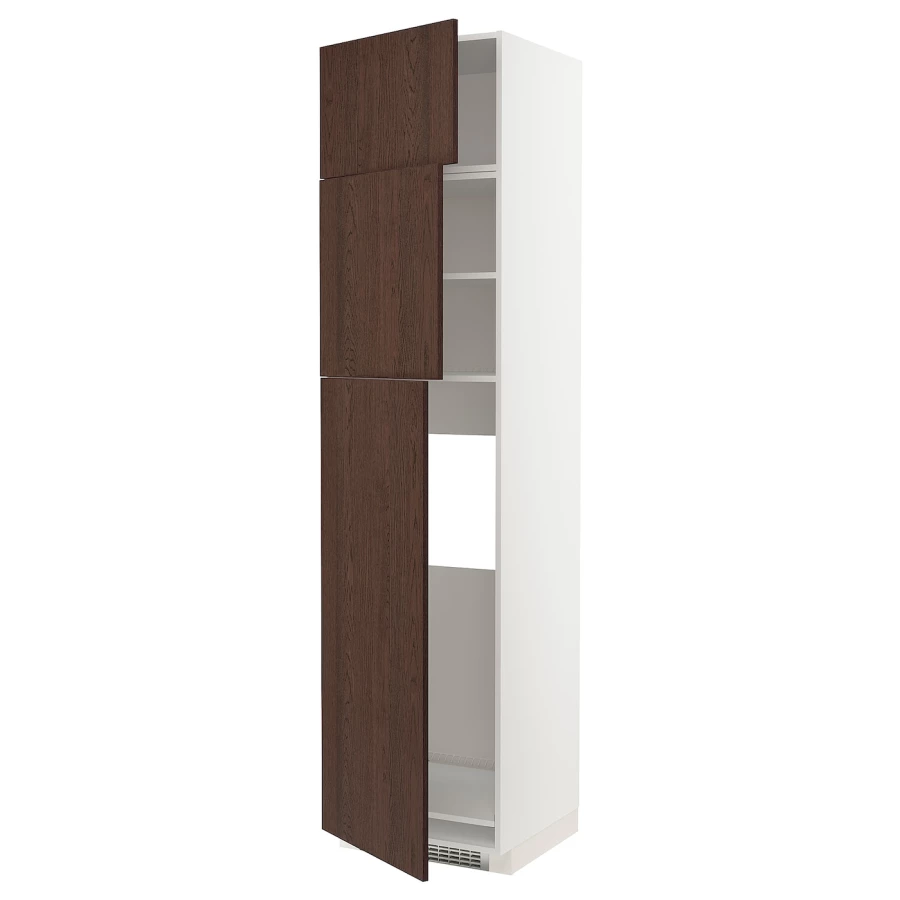 Высокий шкаф  - IKEA METOD/МЕТОД ИКЕА, 240х60х60 см, белый/коричневый (изображение №1)