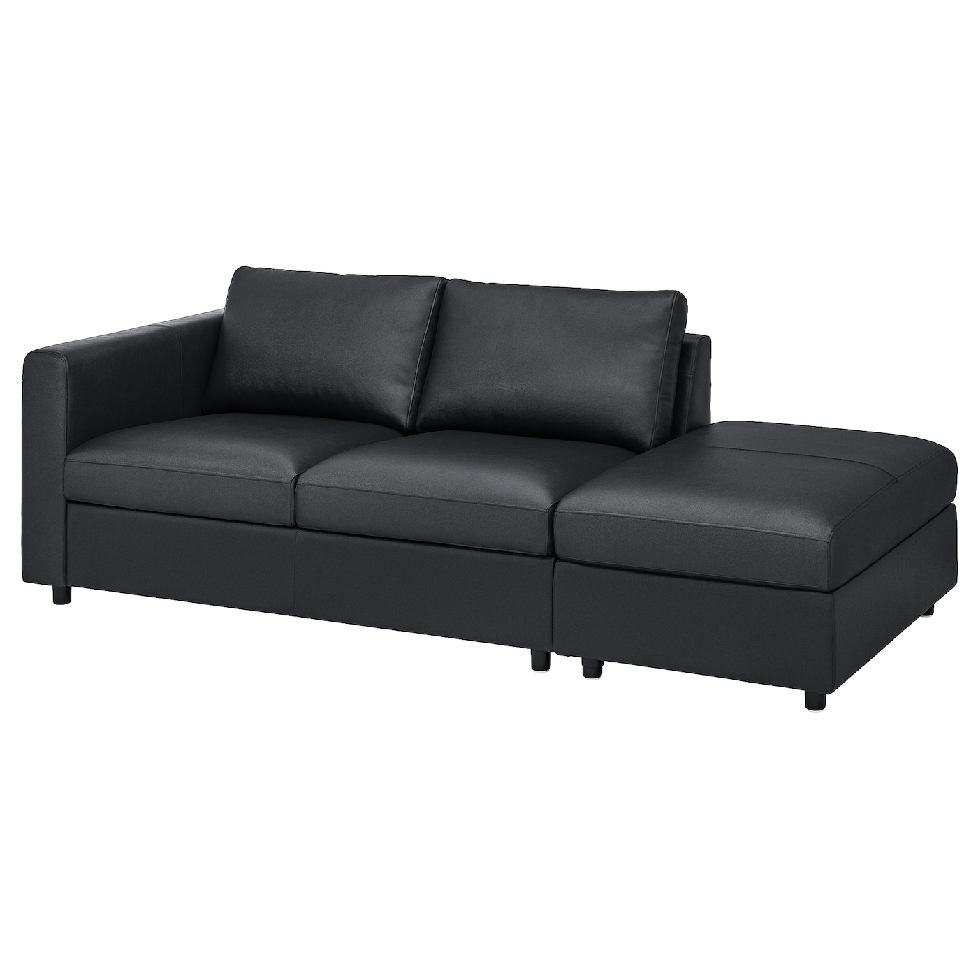 3-местный диван - IKEA VIMLE, 227х98х80 см, черный, кожа, ВИМЛЕ ИКЕА