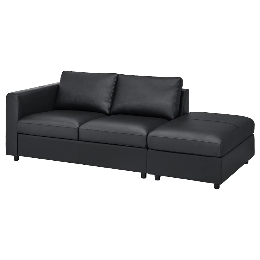 3-местный диван - IKEA VIMLE, 227х98х80 см, черный, кожа, ВИМЛЕ ИКЕА (изображение №1)