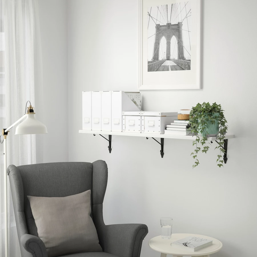 Полка настенная - TRANHULT/KROKSHULT  IKEA/ТРАНГУЛЬТ/КРОКШУЛЬТ ИКЕА, 120х30 см, белый (изображение №3)