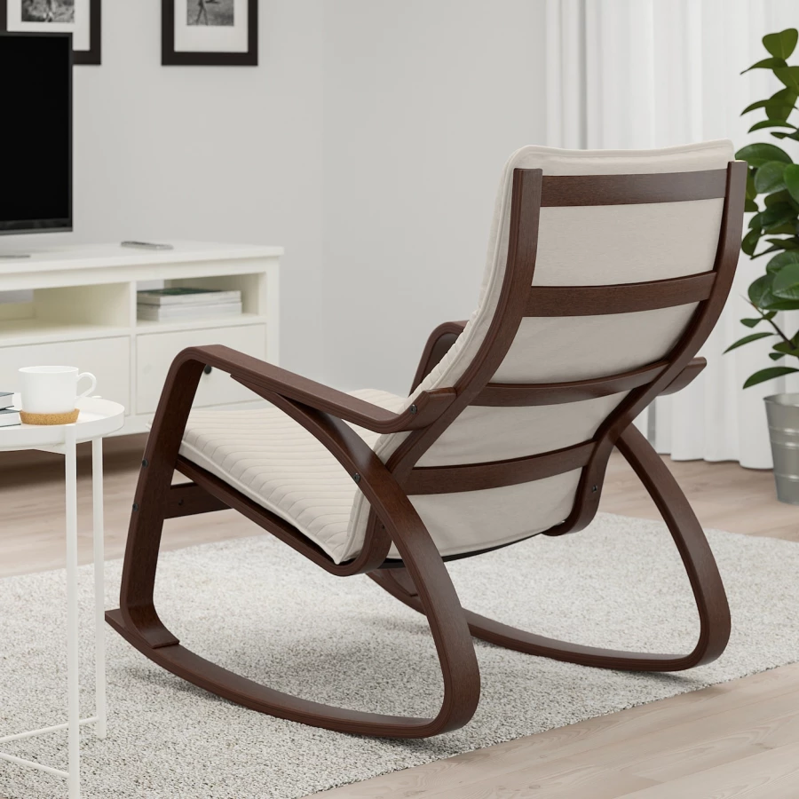 Кресло-качалка - IKEA POÄNG/POANG/ПОЭНГ ИКЕА, 68х94х95 см, серый (изображение №2)