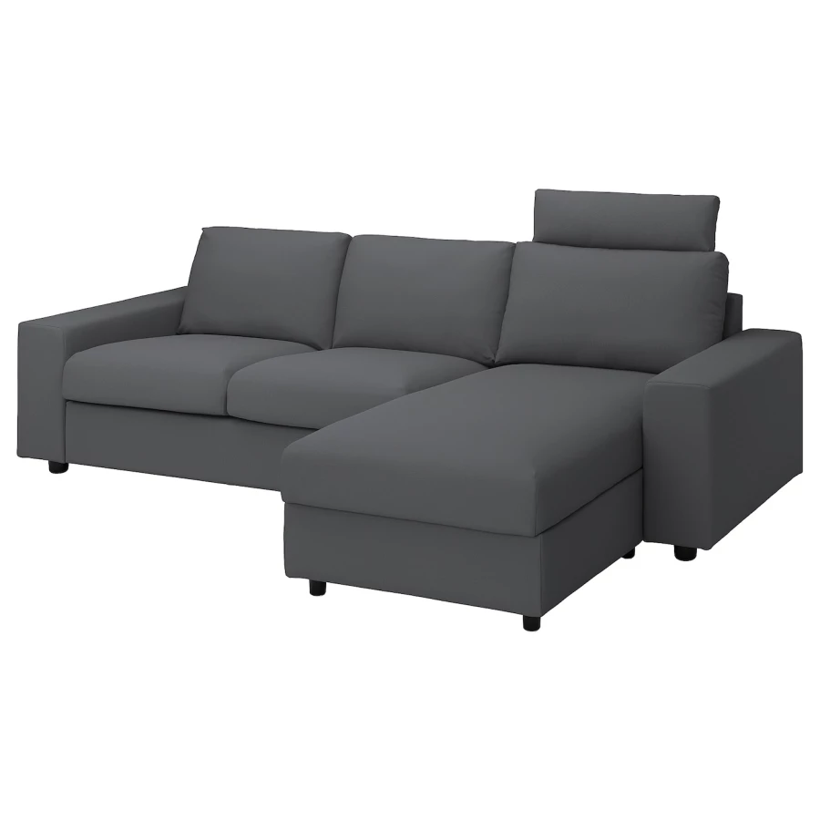 Чехол на 3-местный диван - IKEA VIMLE/ВИМЛЕ ИКЕА, 222х103 см, серый (изображение №1)