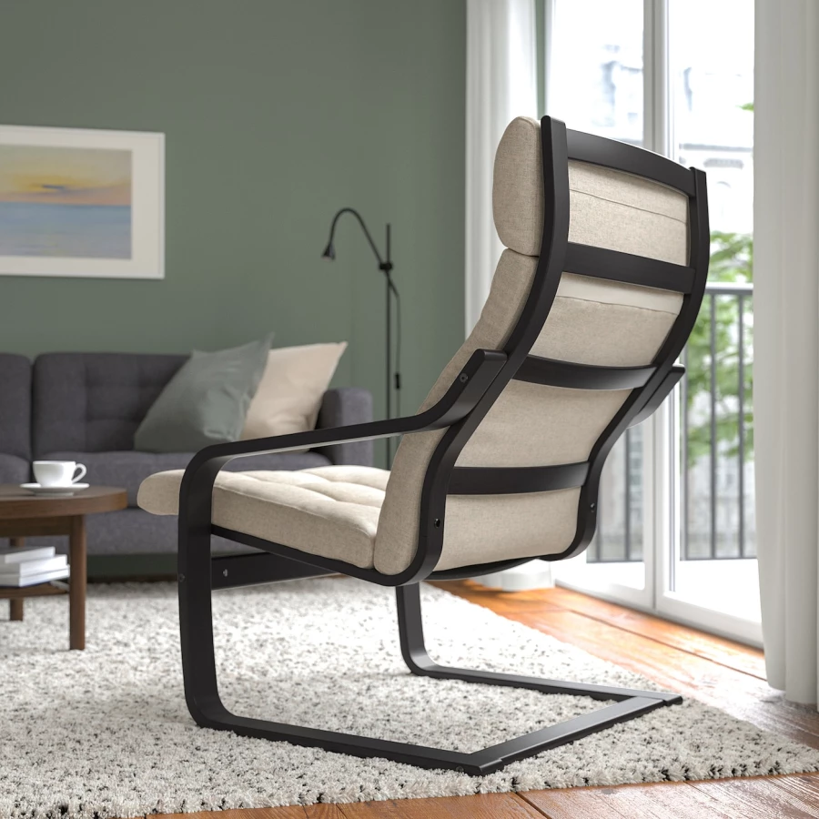 Кресло - IKEA POÄNG/POANG/ПОЭНГ ИКЕА, 68х82х100 см, светло-серый (изображение №3)