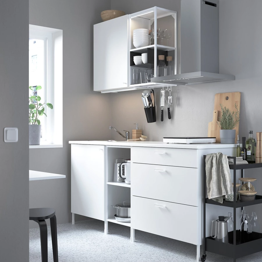Кухня -  ENHET  IKEA/ ЭНХЕТ ИКЕА, 222х183 см, белый (изображение №2)