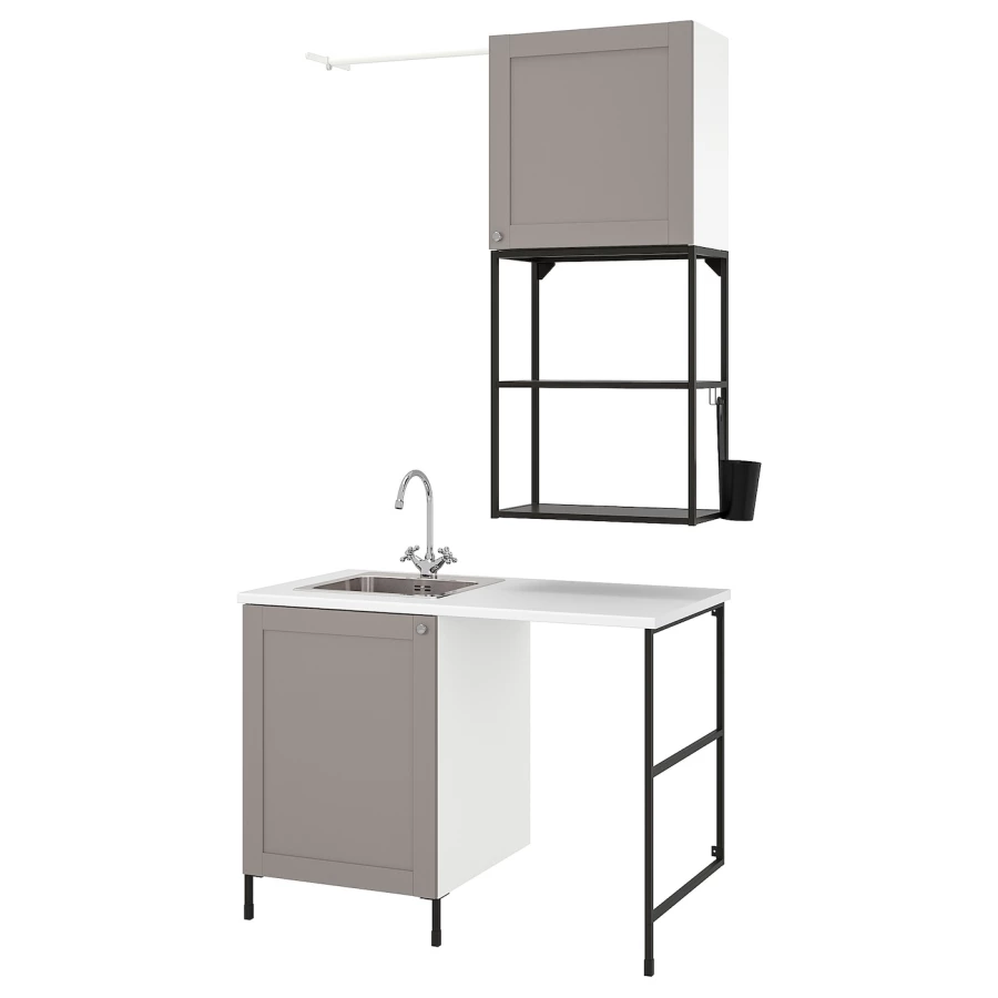 Комбинация для ванной - IKEA ENHET,  139x63.5x87.5 см, серый/антрацит, ЭНХЕТ ИКЕА (изображение №1)
