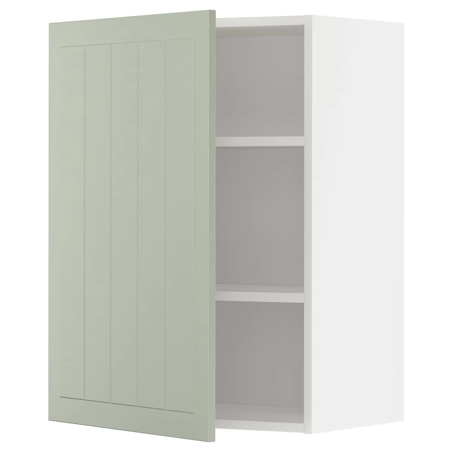 Навесной шкаф с полкой - METOD IKEA/ МЕТОД ИКЕА, 80х60 см, белый/зеленый (изображение №1)