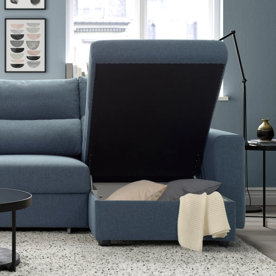 3-местный диван с шезлонгом - IKEA ESKILSTUNA,  100x162x268см, синий, ЭСКИЛЬСТУНА ИКЕА (изображение №5)