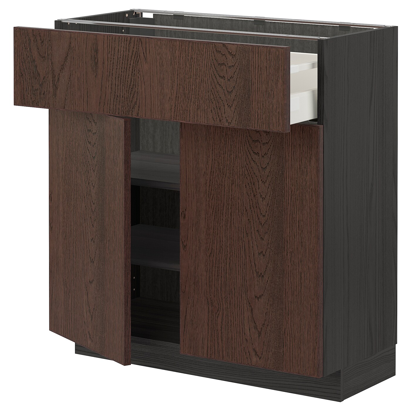 Напольный кухонный шкаф  - IKEA METOD MAXIMERA, 80x37x80см, черный/коричневый, МЕТОД МАКСИМЕРА ИКЕА