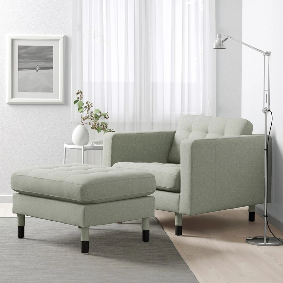 Кресло - IKEA LANDSKRONA, 89х89х78 см, салатовый, ЛАНДСКРУНА ИКЕА (изображение №2)