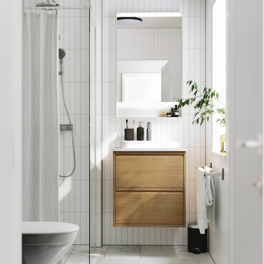 Тумбы для ванной - ÄNGSJÖN / BACKSJÖN/АNGSJОN / BACKSJОN  IKEA/ ЭНГСЬЕН / БЭКСЬЕН ИКЕА,  71х62 см , белый/коричневый (изображение №2)