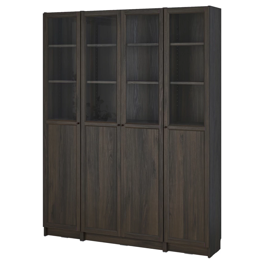 Книжный шкаф -  BILLY / OXBERG IKEA/ БИЛЛИ/ ОКСБЕРГ ИКЕА, 160х202 см, темно- коричневый (изображение №1)