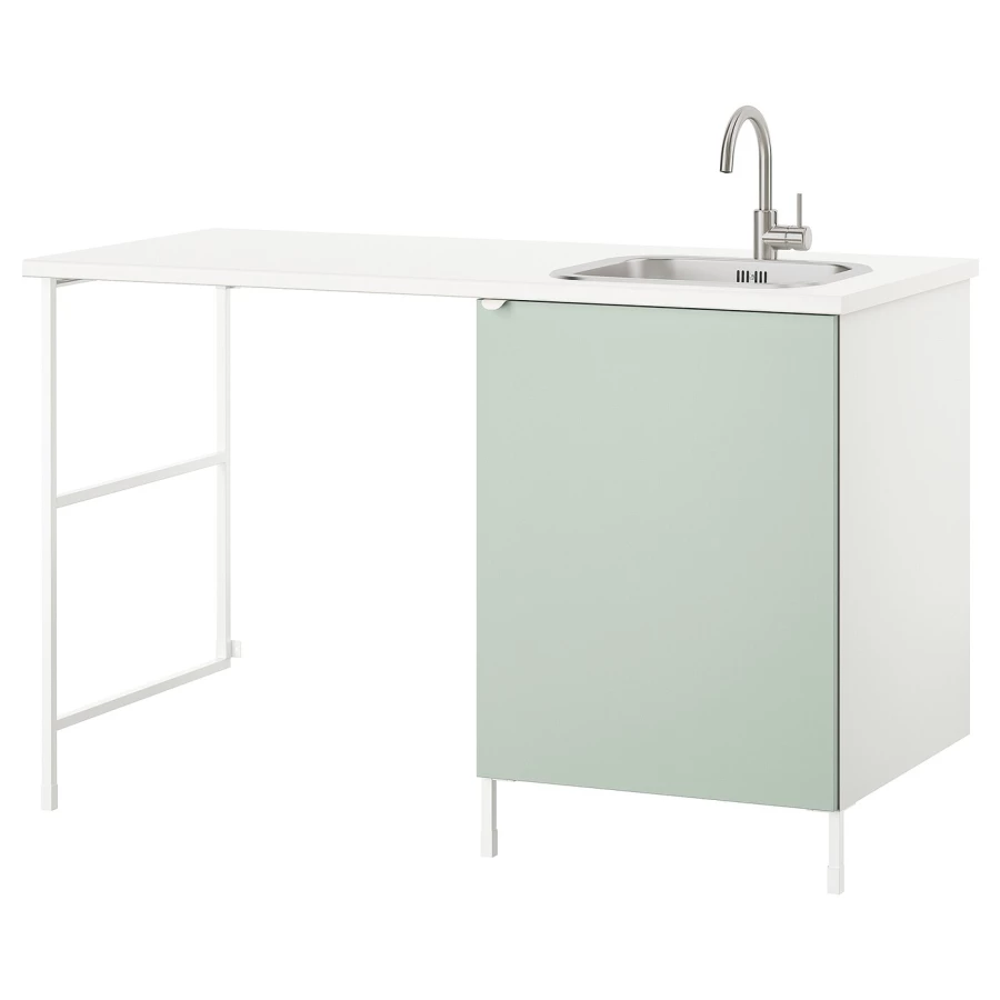 Комбинация для ванной - IKEA ENHET, 139х63.5х90.5 см, белый/светло-зеленый, ЭНХЕТ ИКЕА (изображение №1)