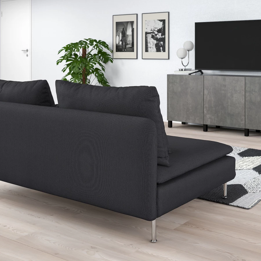 3-местный диван - IKEA SÖDERHAMN/SODERHAMN/СЁДЕРХАМН ИКЕА, 83х99х186 см, черный (изображение №3)
