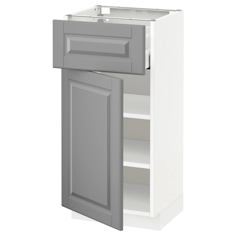 Напольный кухонный шкаф  - IKEA METOD MAXIMERA, 88x39,5x40см, белый/серый, МЕТОД МАКСИМЕРА ИКЕА (изображение №1)