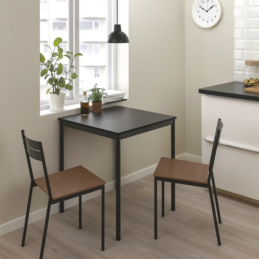 Кухонный стол - SANDSBERG IKEA/ САНДСБЕРГ ИКЕА, 75х67х67 см, черный (изображение №6)