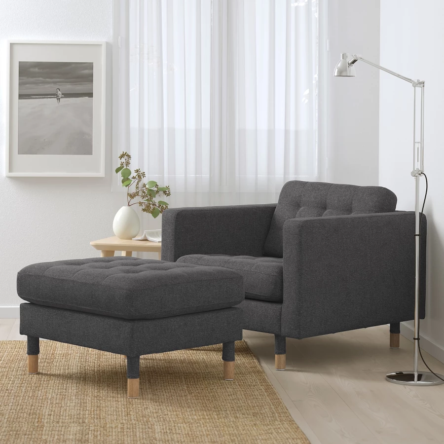 Кресло - IKEA LANDSKRONA, 89х89х78 см, серый, ЛАНДСКРУНА ИКЕА (изображение №2)