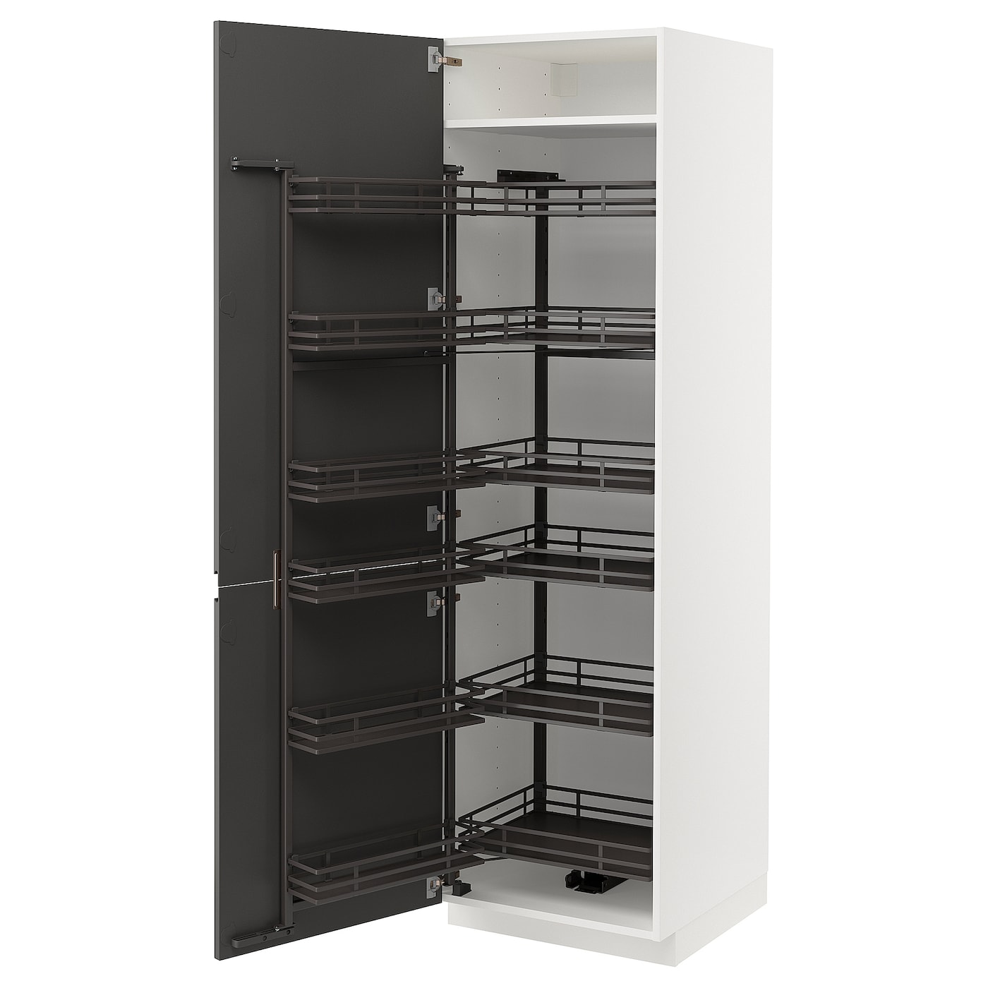 Высокий шкаф с выдвижной кладовой - IKEA METOD/МЕТОД ИКЕА, 60х60х200 см, белый/черный
