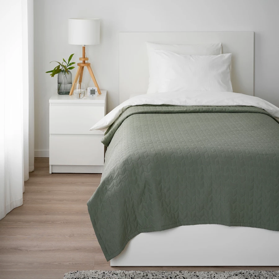 Одеяло - KÖLAX / KОLAX IKEA/ КЁЛАКС ИКЕА, 250х150 см, темно-зеленый (изображение №3)